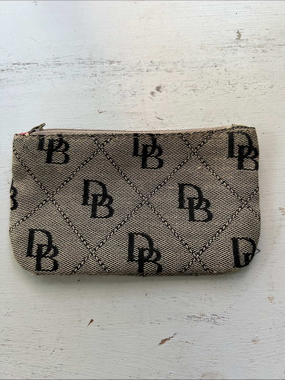 Dooney & Bourke Tan and Black DB Monogram Change Pouch
